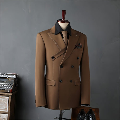 PrestigeForm™ – Men’s Double-Breasted Business Suit Set