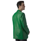 Men's Green Leather Blazer-2